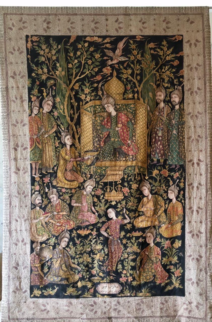 Royal Persian court tapestry historical layout