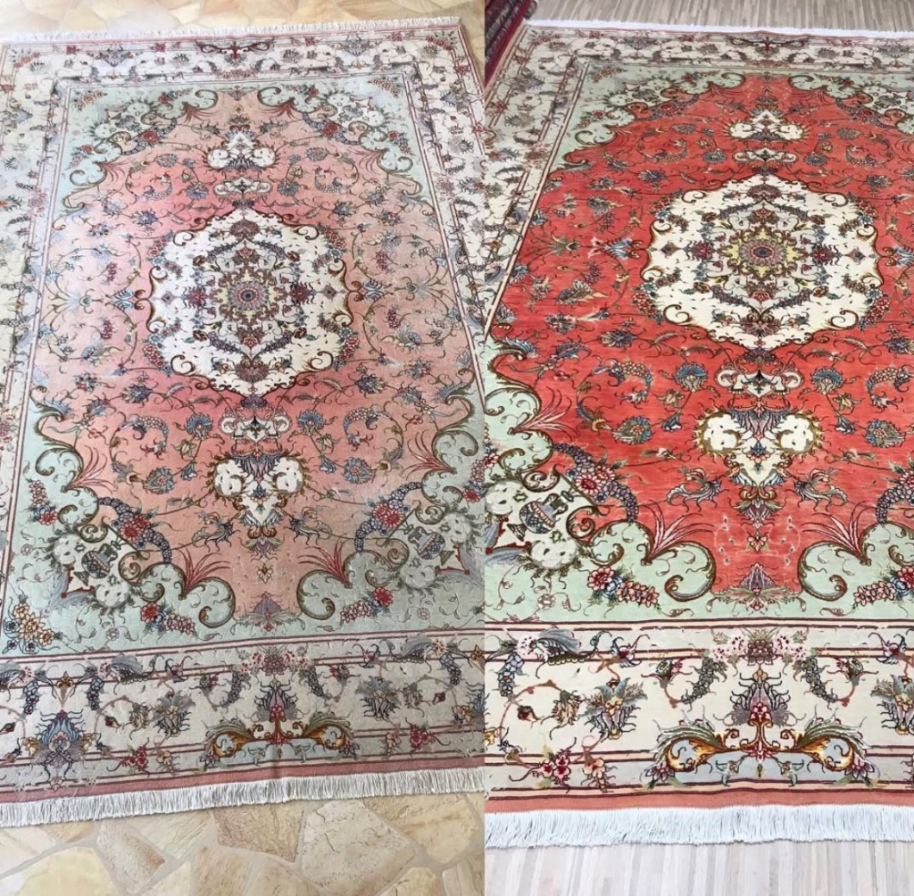Side-by-side Before and After Rug Shearing Comparison